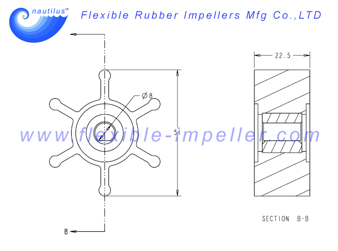 Raw Water Pump Flexible Rubber Impeller Replace Jabsco Water Pump Impeller 673 0003 Nitrile