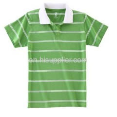 Striped white and green Man's Polo Shirt