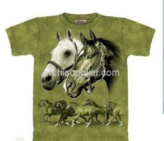 Moss green with print design round neck T-shirt green