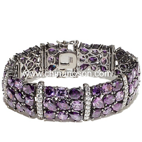 Amethyst Pave Black Rhodium-Plated Bracelet