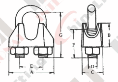 GALV. MALLEABLE WIRE ROPE CLIP DIN 741 22108 22109 22110 22111 22112 22113 22114 22115