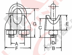 GALV. MALLEABLE WIRE ROPE CLIP TYPE B 22058 22059 22060 22061