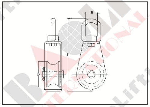 S.S. SWIVEL EYE PULLEY Single sheave AISI :304 or 316