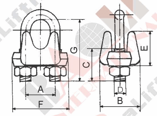 GALV. MALLEABLE WIRE ROPE CLIP TYPE A 22008 22009 22010 22011 22012 22013