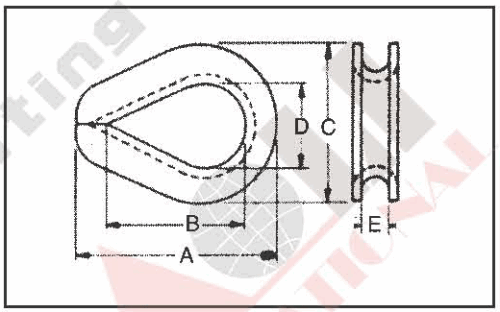 S.S. G414 EXTRA HEAVY DUTY WIRE ROPE THIMBLE U. S TYPE AISI:304 or 316