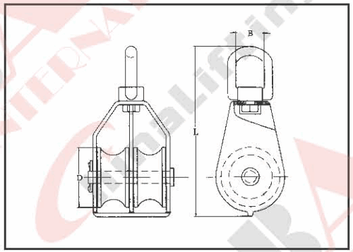 S.S. SWIVEL EYE PULLEY Double sheaves AISI:304 or 316