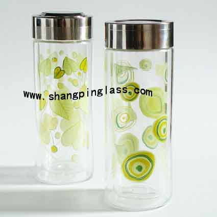 double layers glass cups