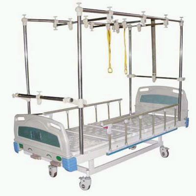 Wheeled Traction Bed with ABS Bed Head and Aluminum Alloy Guardrails