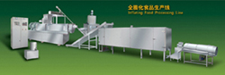 Inflating food processing line