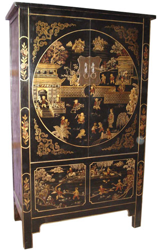 Chinese antique painted large cabinet