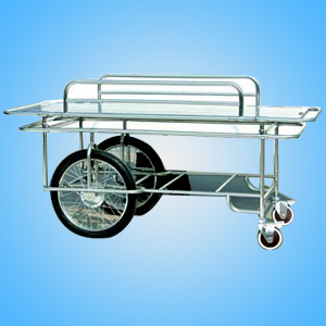 Stainless steel stretcher trolley with tow big wheels