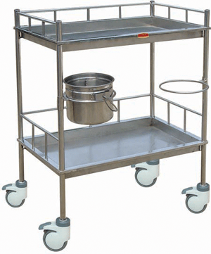 Stainless steel treatment trolley with concave surface