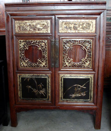 Antique craving cabinet