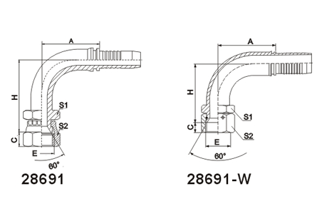 90°JIS Metric Female 60°Cone Seat