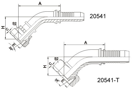 45°Metric Female 24°Cone O-Ring