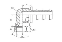 90°JIC Female 74°Cone Seat SAE J514