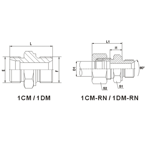 Metric Male 60°Seat Sealing OR Bonded Seal Stud End