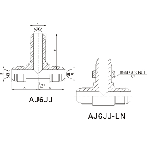 JIC male 74° tee adapter