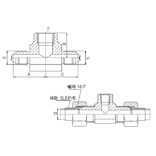 JIC Tee adapter