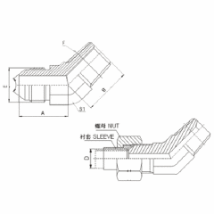 45°Elbow JIC Male 74°Cone