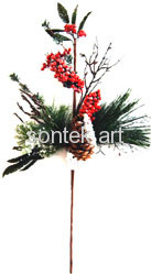 24"PVC Pine Cone Berry Spray