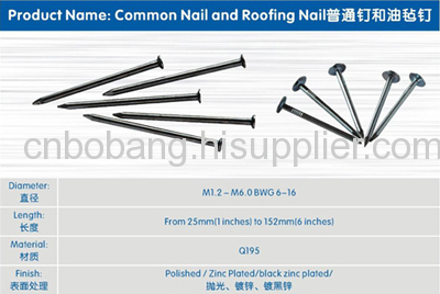 COMMON NAIL ， ROOFING NAIL