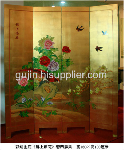 antique painted screen
