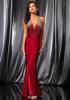 Floor Length Red Prom Dress with Beaded Halter