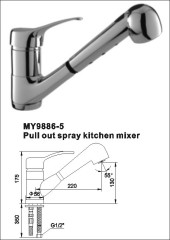 Pull out spray kitchen mixer