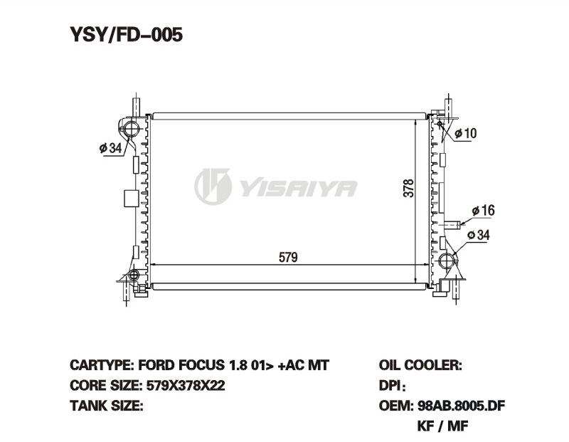 Ford focus car Radiator