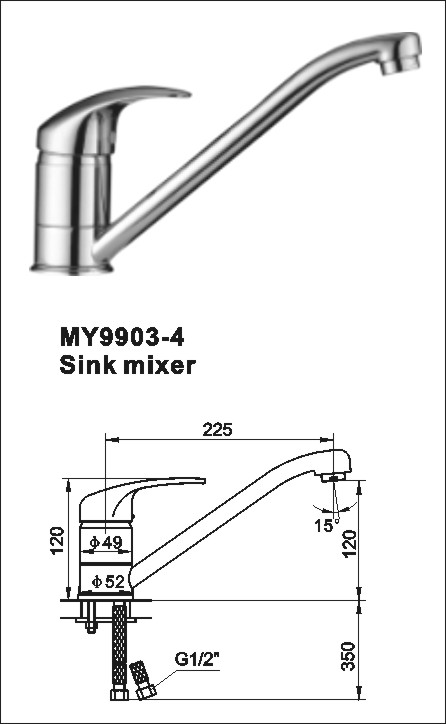 wall mounted sink mixer l spout diverter