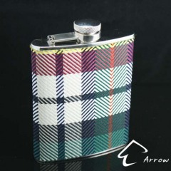 Color Plaid Leather Hip Flask