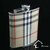 Brown Plaid Leather Hip Flask