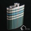Green Plaid Leather Hip Flask