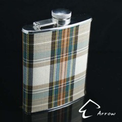 Color Plaid Leather Hip Flask