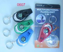 Led Keychain with Copass & Whistle