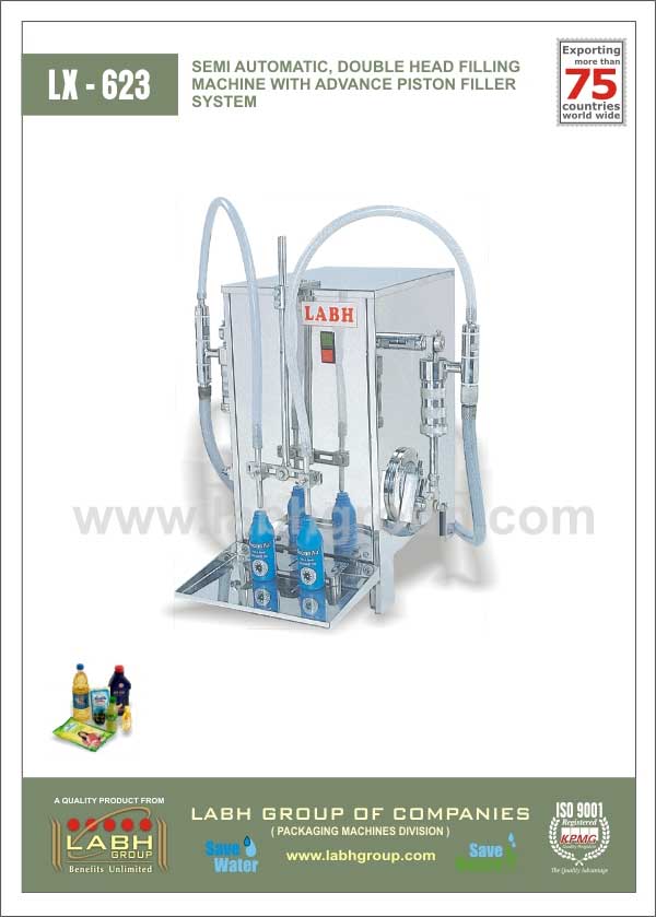 Semi Automatic Double Head Filling Machine With Advance Piston Filler System