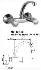 Wall mounted sink mixer