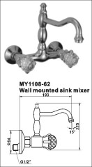 Wall mounted sink mixer