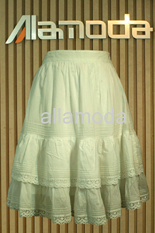 Cotton Skirt with Lace and Embroidery