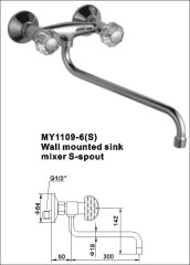 Wall mounted sink mixer S-spout