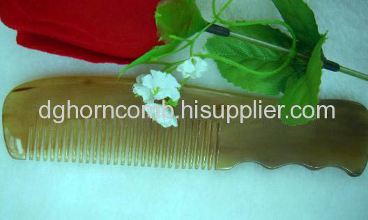 Three Wave Handle White Yak Horn Comb