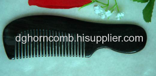 Round Handle Black Yak Horn Comb