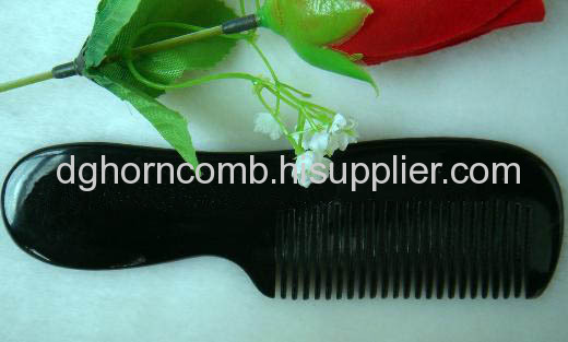 Round Handle Black Yak Horn Comb