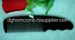 Three Wave Handle Black Yak Horn Comb