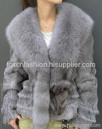 Rabbit Fur Coat with Fox Collar