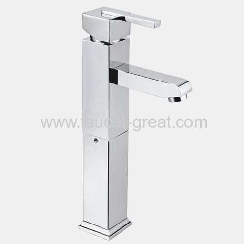 High lavatory basin faucets