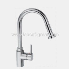 Single Handle Brass Pull Down Spray Kitchen Faucet