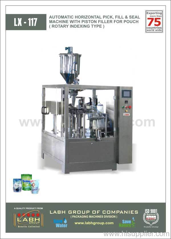 Vertical form, fill and seal pouch packing machine