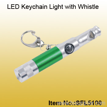 Aluminum LED Keychain Light with Whistle